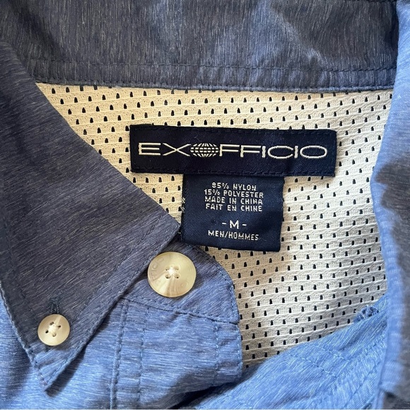 ExOfficio Men’s Medium Travel Shirt – Quick-Dry, Lightweight, Blue - Picture 4 of 8